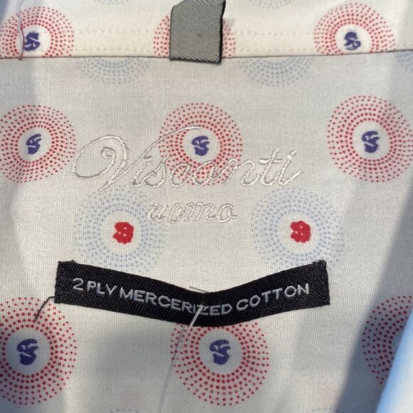 Visconti Large Button Down Dress Shirt Stripes 2 Ply Mercerized Cotton - Picture 6 of 7